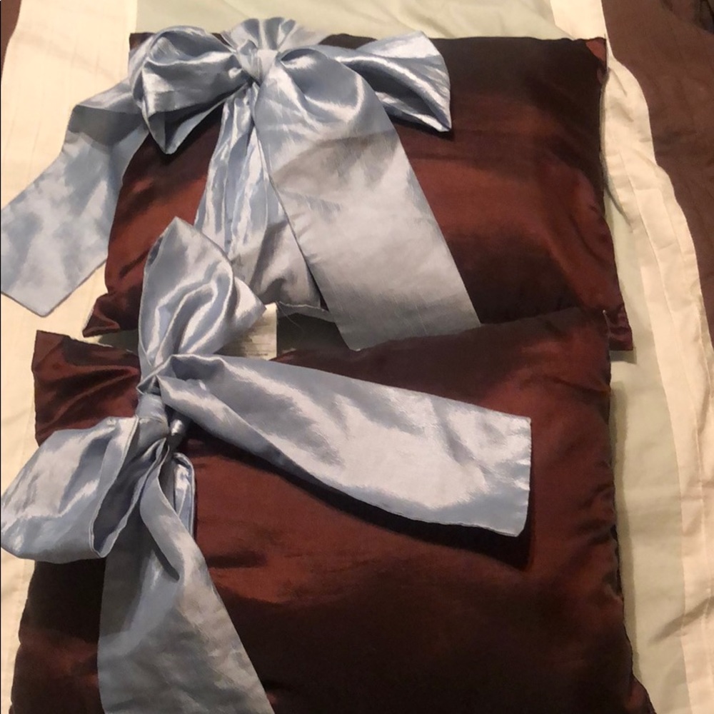 Cottage Core Throw Pillows with blue ribbons 🎀